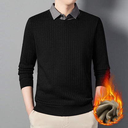 Men's Fake Two Piece Lapel Long-Sleeve Tops（50% OFF）