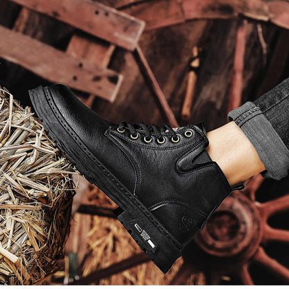 🎁✨Ideal gift - Vintage Leather Lace-up Boots For Men