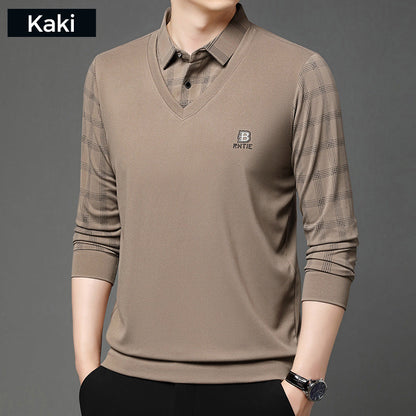 🔥Limited time 50% off🔥Men's fake two-part collar long-sleeved t-shirt