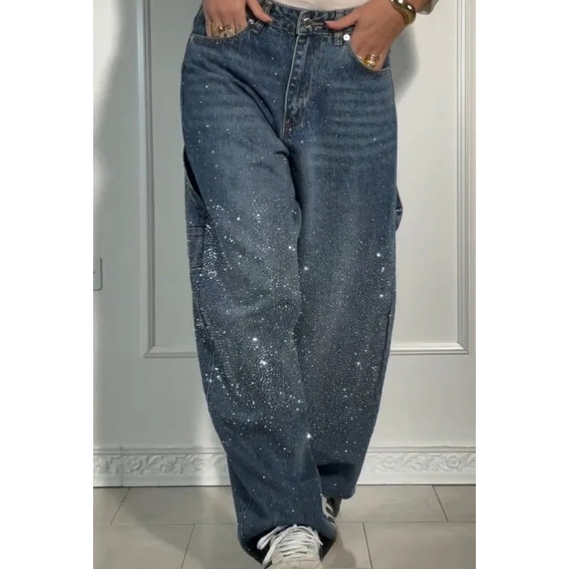🌸Limited-time offer💐 Women's Straight Jeans with Rhinestones