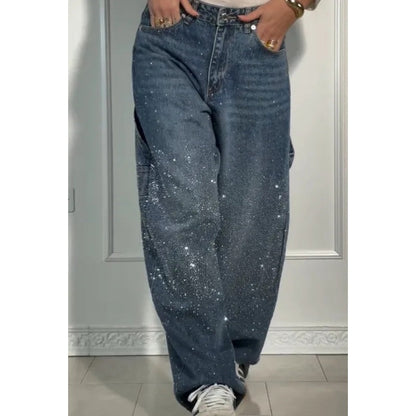 🌸Limited-time offer💐 Women's Straight Jeans with Rhinestones