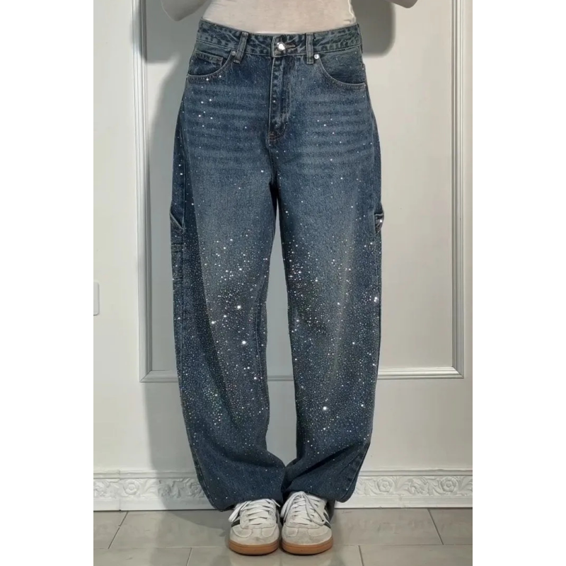 🌸Limited-time offer💐 Women's Straight Jeans with Rhinestones