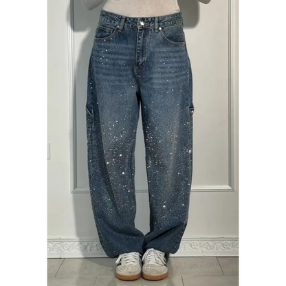 🌸Limited-time offer💐 Women's Straight Jeans with Rhinestones