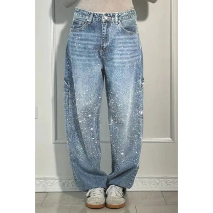 🌸Limited-time offer💐 Women's Straight Jeans with Rhinestones