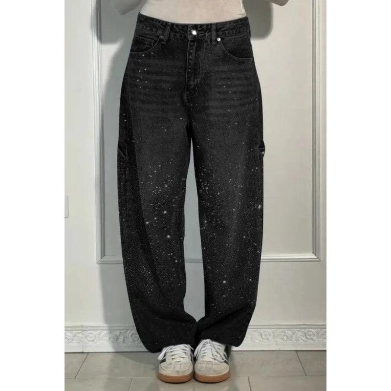 🌸Limited-time offer💐 Women's Straight Jeans with Rhinestones