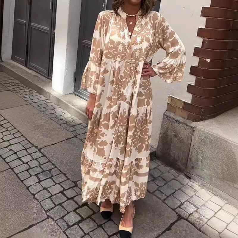 🎁💖Mother's Day Hot Sale 50% OFF🌸 Bohemian printed V-Neck maxi dress