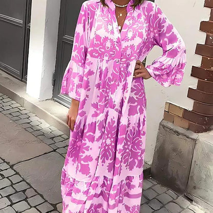 🎁💖Mother's Day Hot Sale 50% OFF🌸 Bohemian printed V-Neck maxi dress
