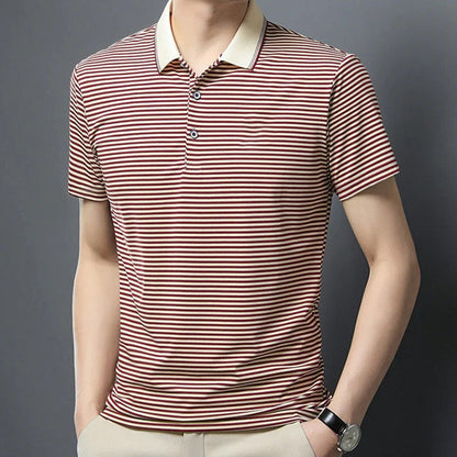 T-shirt à revers à rayures à rayures décontractées pour hommes