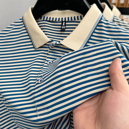 T-shirt à revers à rayures à rayures décontractées pour hommes