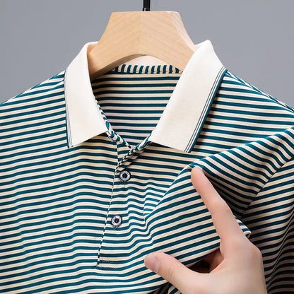 T-shirt à revers à rayures à rayures décontractées pour hommes