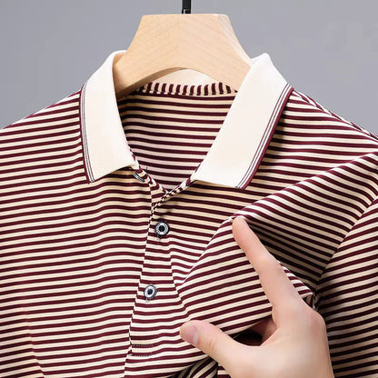 T-shirt à revers à rayures à rayures décontractées pour hommes