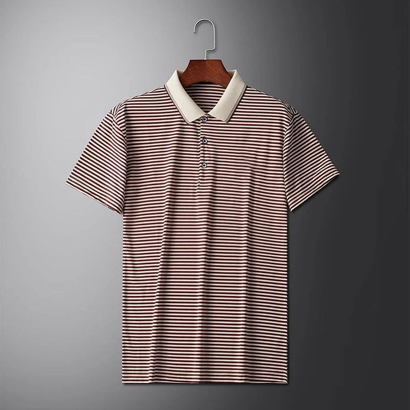 T-shirt à revers à rayures à rayures décontractées pour hommes