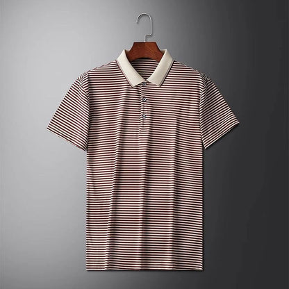 T-shirt à revers à rayures à rayures décontractées pour hommes