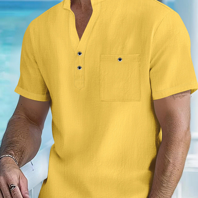 T-shirt à collier à manches courtes à manches courtes pour hommes décontractées （50% de réduction）