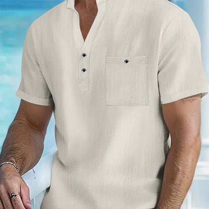 T-shirt à collier à manches courtes à manches courtes pour hommes décontractées （50% de réduction）