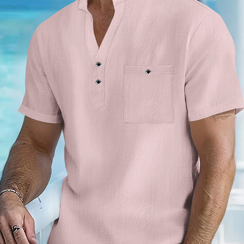 T-shirt à collier à manches courtes à manches courtes pour hommes décontractées （50% de réduction）