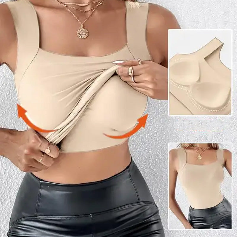 Shaping tank top with built-in bra