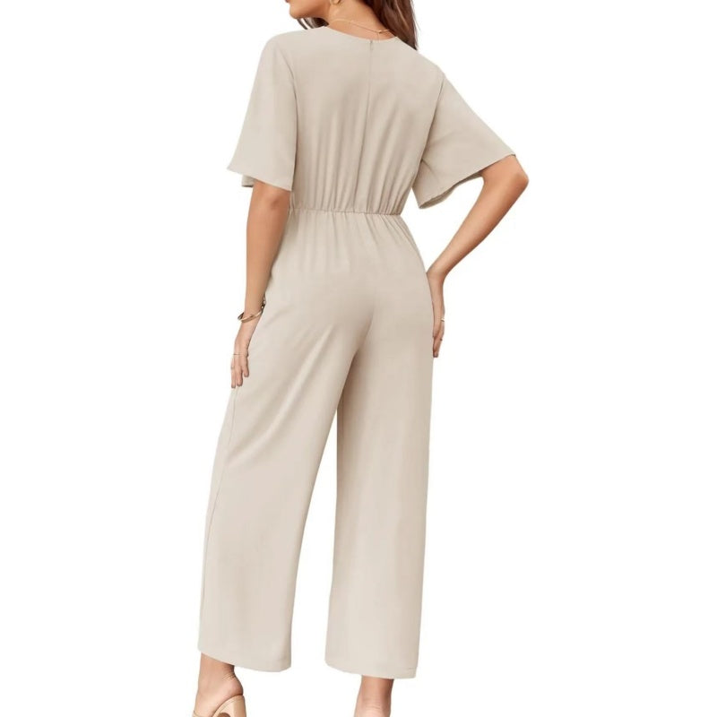 👖 LIMITED-TIME 50% OFF! 💃 Women's Elegant V-Neck Wide Leg Waist Tie Jumpsuit – Flattering Silhouette, Versatile, All-Day Comfort 🌸