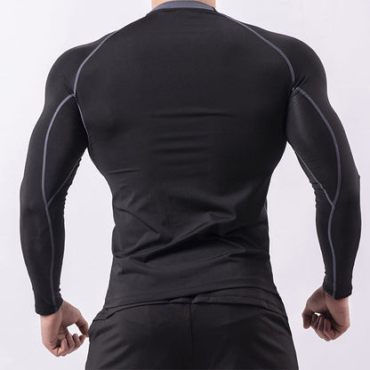 Men's Casual Long Sleeve Tight Fit Quick Dry Fitness Top