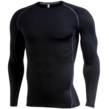 Men's Casual Long Sleeve Tight Fit Quick Dry Fitness Top