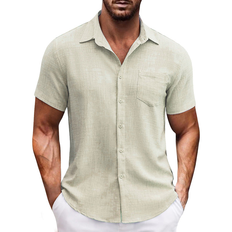 Men's Casual Solid Color Short Sleeve Shirt（50% OFF）