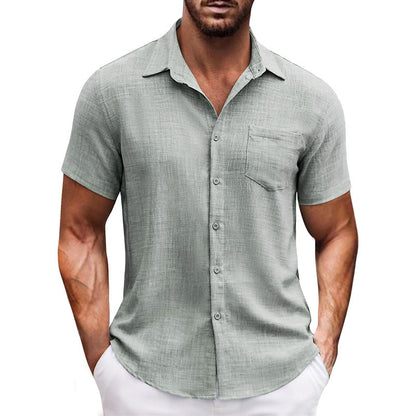 Men's Casual Solid Color Short Sleeve Shirt（50% OFF）