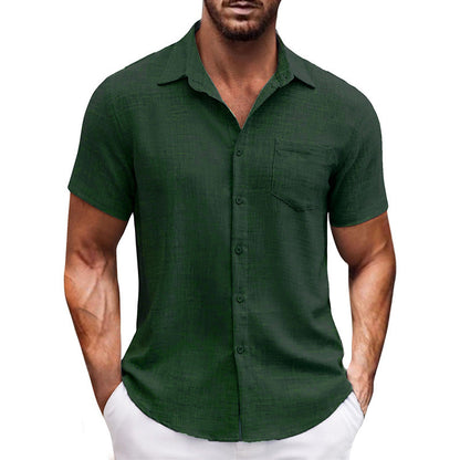 Men's Casual Solid Color Short Sleeve Shirt（50% OFF）
