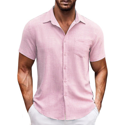 Men's Casual Solid Color Short Sleeve Shirt（50% OFF）