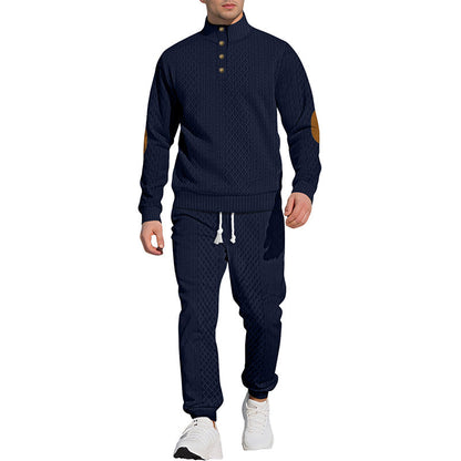 Casual Jacquard Stand Collar Top and Elastic Cuff Pants（50% OFF）
