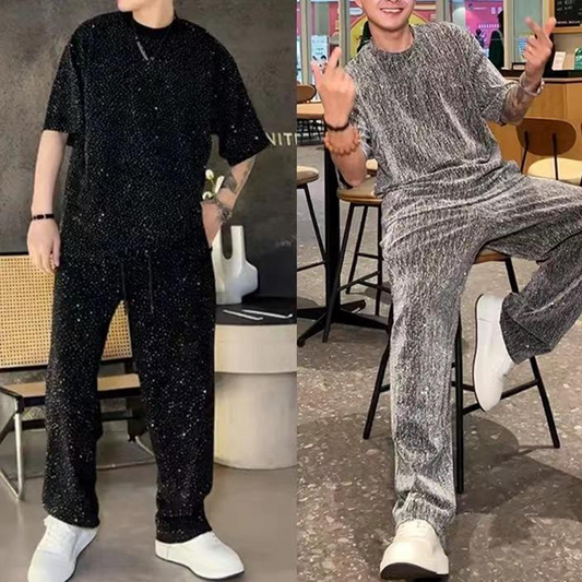 Men’s Short Sleeve Top & Wide Leg Pants 2-Piece Set (50% OFF)