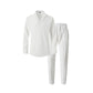 Elegant Men's Two-Piece Set With Collared Top & Drawstring Pants