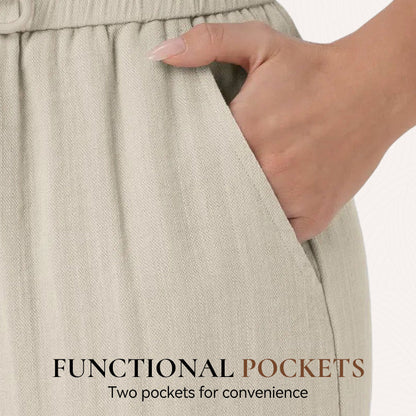 Lightweight Summer Linen Pants Solid Color Drawstring Casual Pants - Breathable & Skin-Friendly