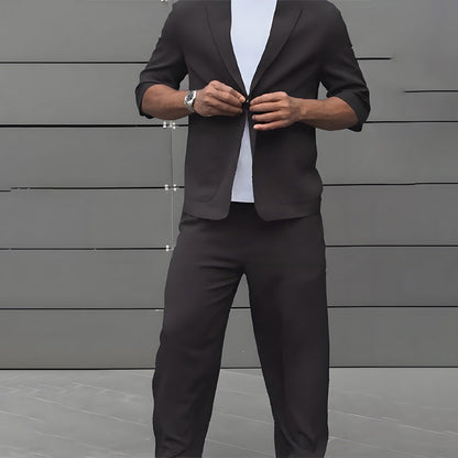Modern Minimalist Short Sleeve Blazer & Pants Set