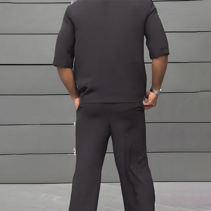 Modern Minimalist Short Sleeve Blazer & Pants Set