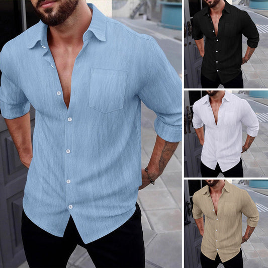 Men's Button Down Long Sleeve Linen Shirts (50% OFF)