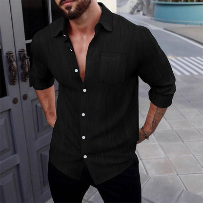 Men's Button Down Long Sleeve Linen Shirts (50% OFF)