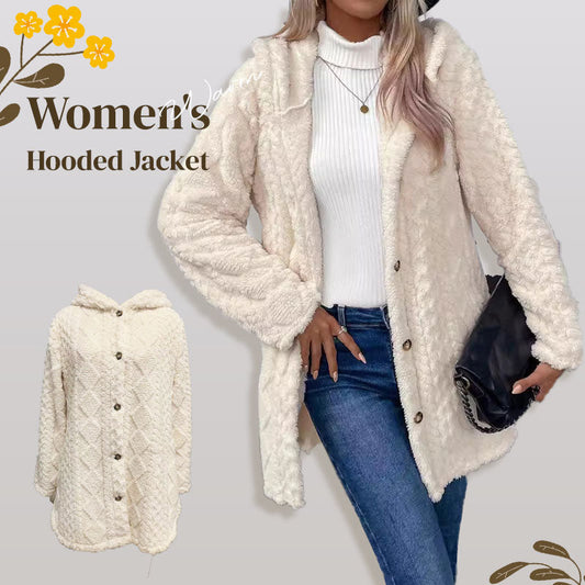 Women's Warm Diamond Pattern Hooded Jacket（50% OFF）