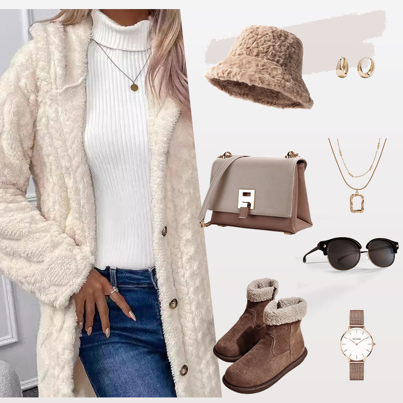 Women's Warm Diamond Pattern Hooded Jacket（50% OFF）