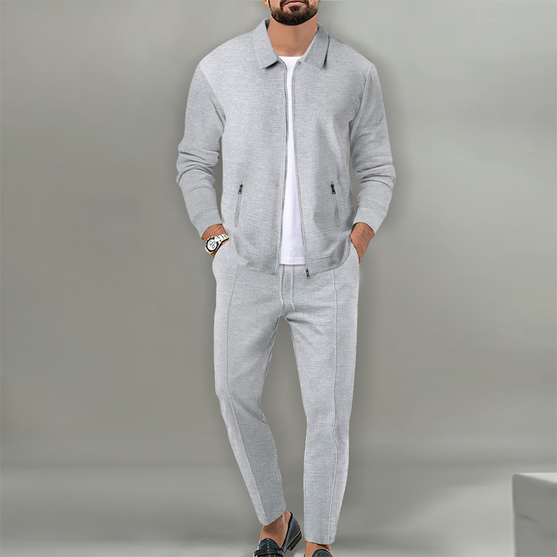 Men’s Stylish Lapel Jacket & Jogger Pants 2-Piece Set（50% OFF）