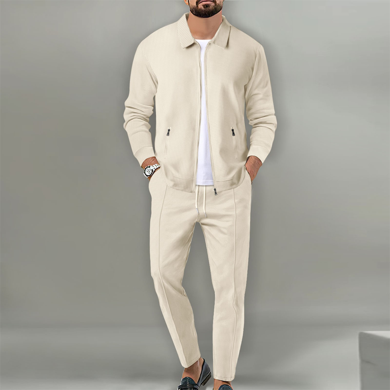 Men’s Stylish Lapel Jacket & Jogger Pants 2-Piece Set（50% OFF）