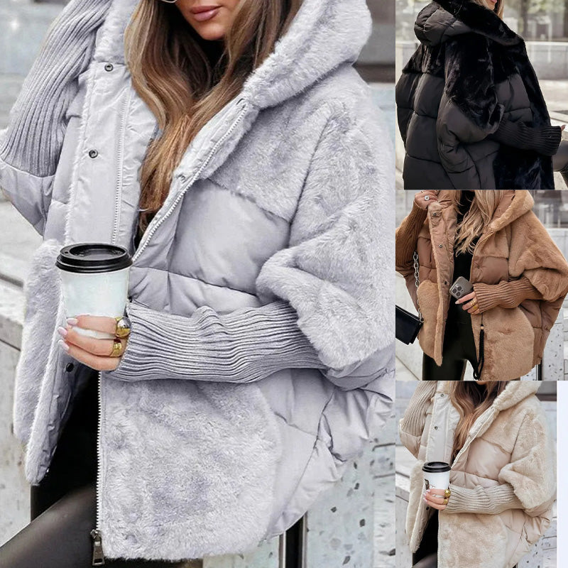 💖Women’s Oversized Hooded Patchwork Puffer Coat