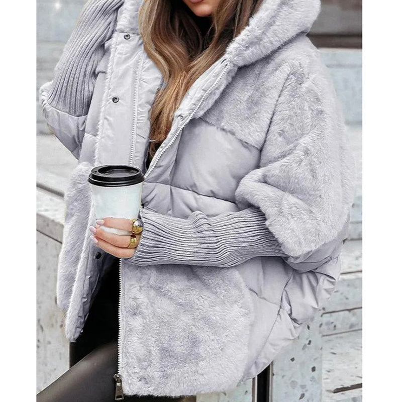 💖Women’s Oversized Hooded Patchwork Puffer Coat