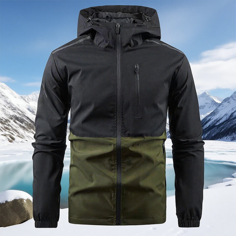 Men’s Color-block Hooded Windproof Casual Jacket