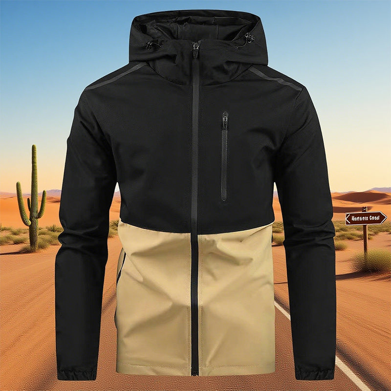 Men’s Color-block Hooded Windproof Casual Jacket