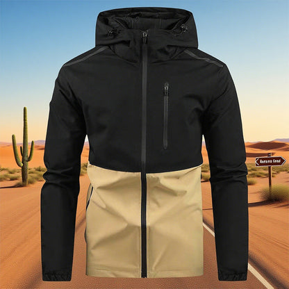 Men’s Color-block Hooded Windproof Casual Jacket