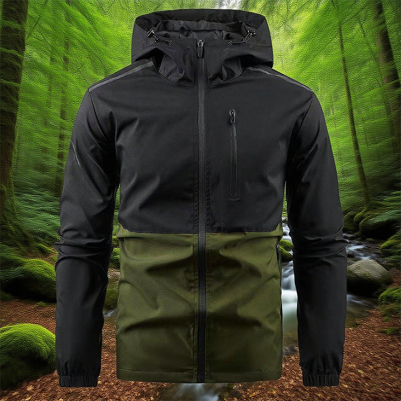 Men’s Color-block Hooded Windproof Casual Jacket