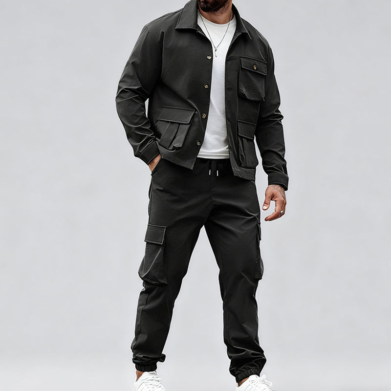 Men’s Retro Jacket & Cargo Pants 2-Piece Set (50% OFF)