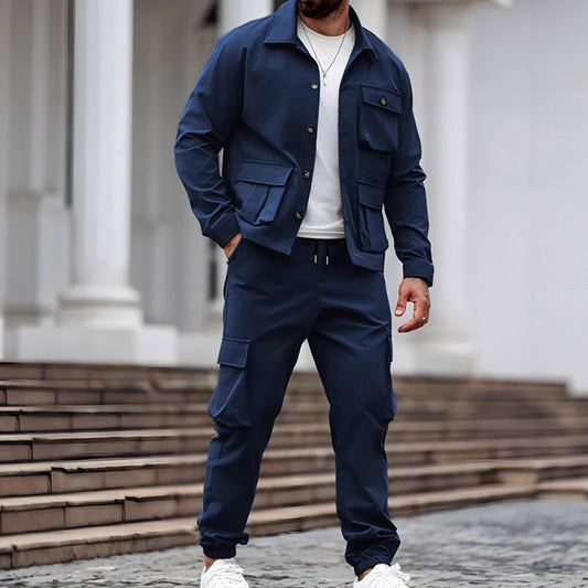 Men’s Retro Jacket & Cargo Pants 2-Piece Set (50% OFF)
