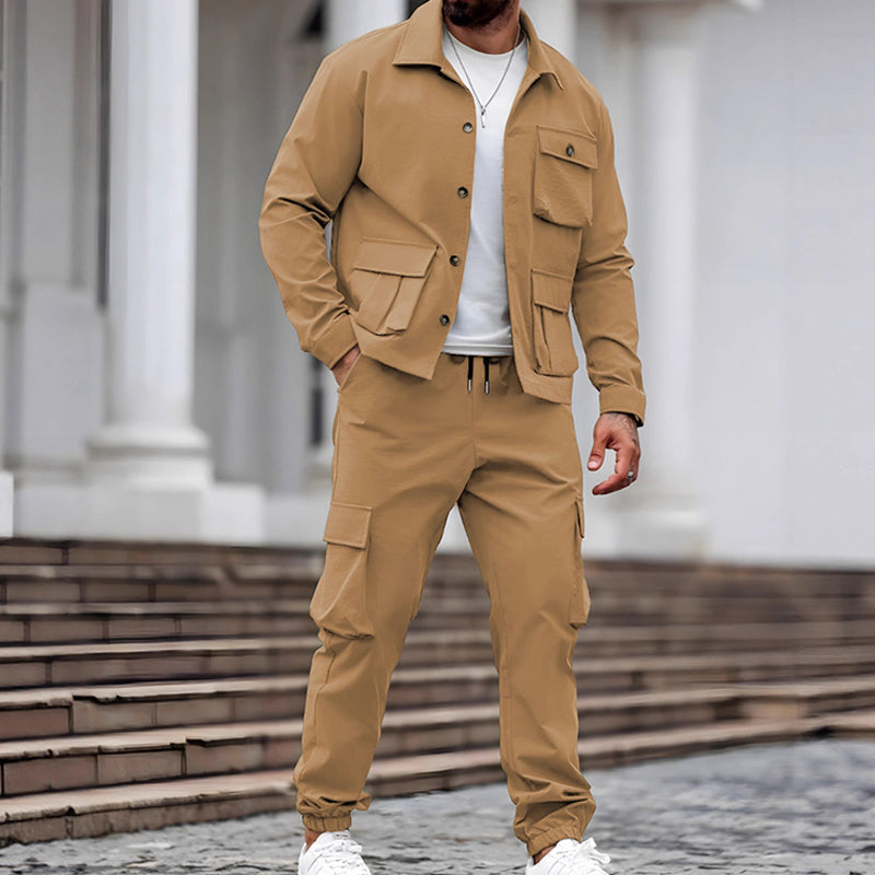 Men’s Retro Jacket & Cargo Pants 2-Piece Set (50% OFF)
