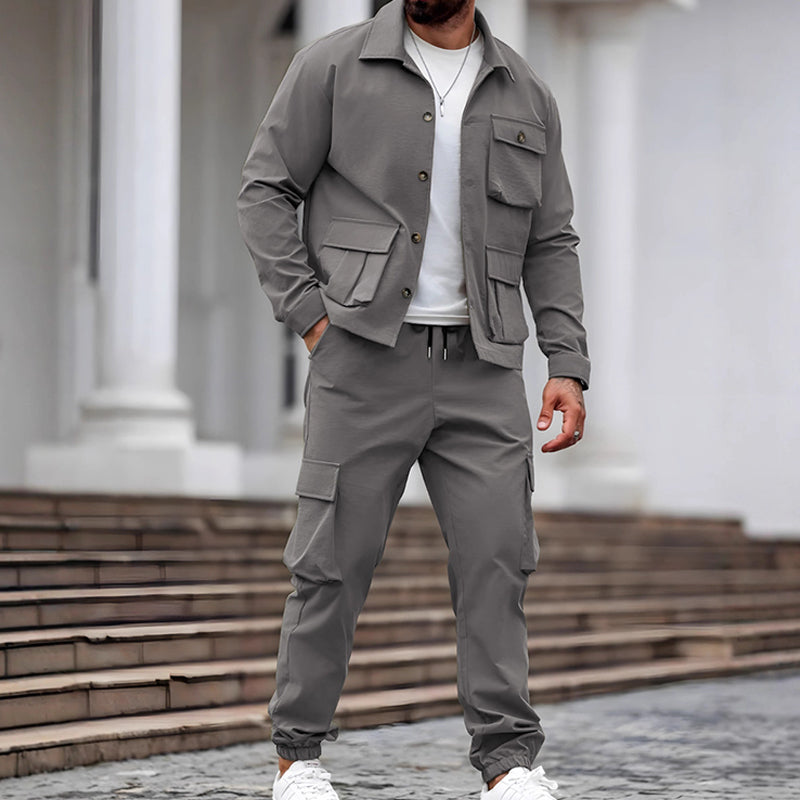 Men’s Retro Jacket & Cargo Pants 2-Piece Set (50% OFF)